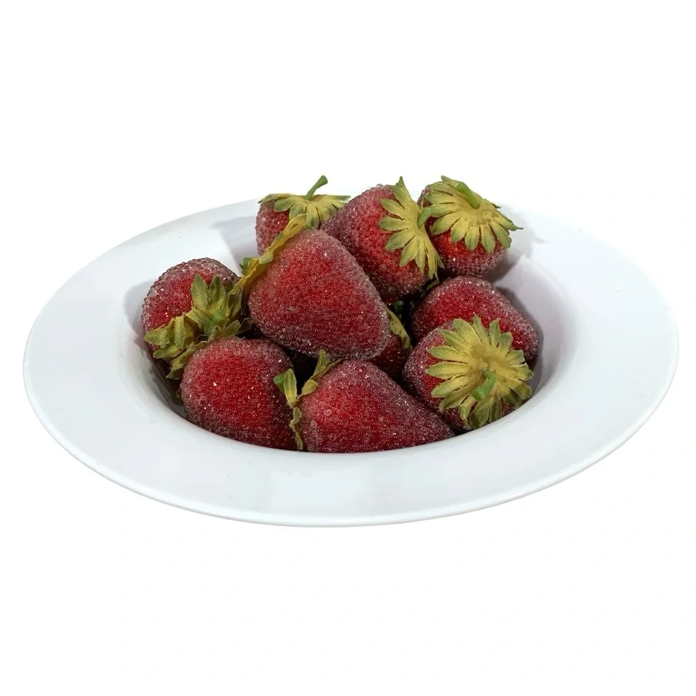 Pier 1 Faux Beaded Strawberries Fruit Decor Life Size Bundle of 12